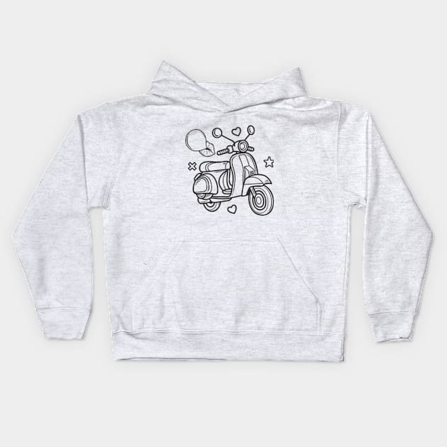 Vespa Doodle Kids Hoodie by launakey